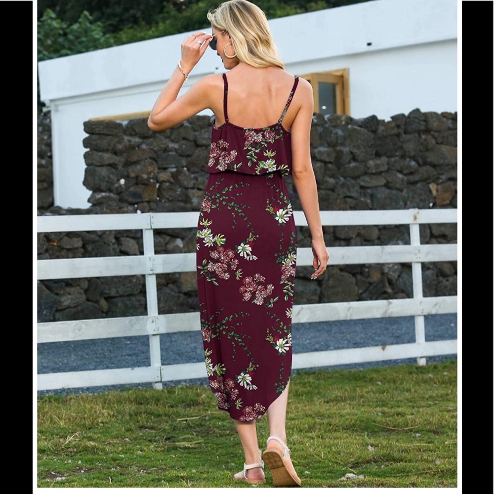 🆕 Adjustable Strappy Split Summer Midi Dress - Picture 2 of 3